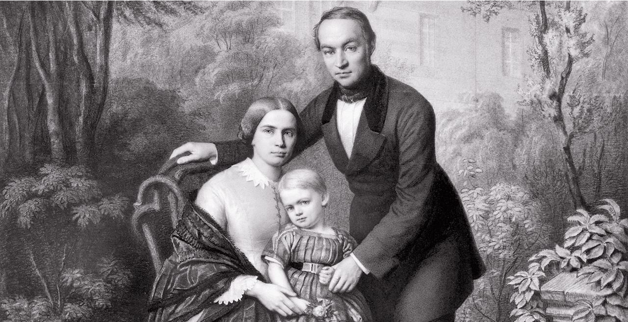 Lothar von Faber bersama istrinya Ottilie dan putranya Wilhelm
