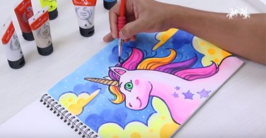 Cara melukis unicorn dengan Acrylic Colours Glitter