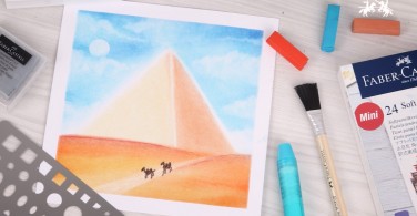 Cara Menggambar Piramid dengan Soft Pastel Art 