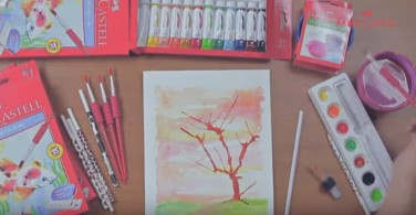 Cara melukis teknik ink blot dengan Watercolour Set