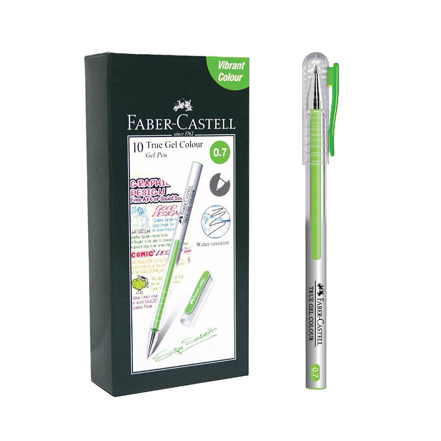 True Gel Pen -- Light Green Ink 0.7 mm 1 Box isi 10 pcs