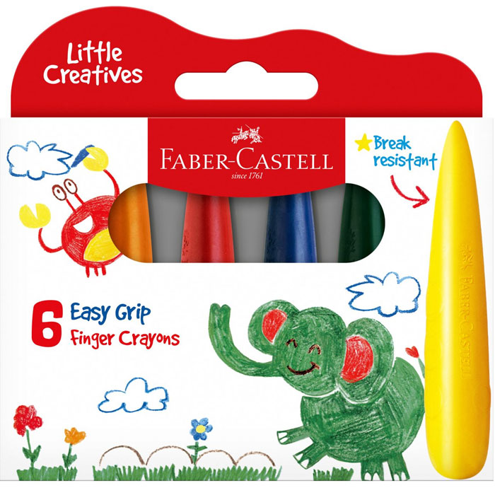 Easy grip finger crayons, pack of 6