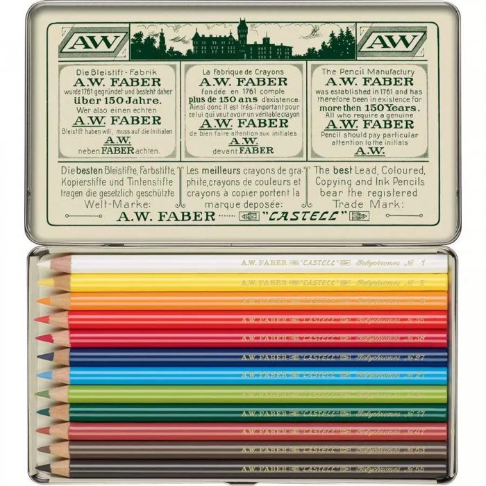 Polychromos colour pencil, 111th anniversary, tin of 12