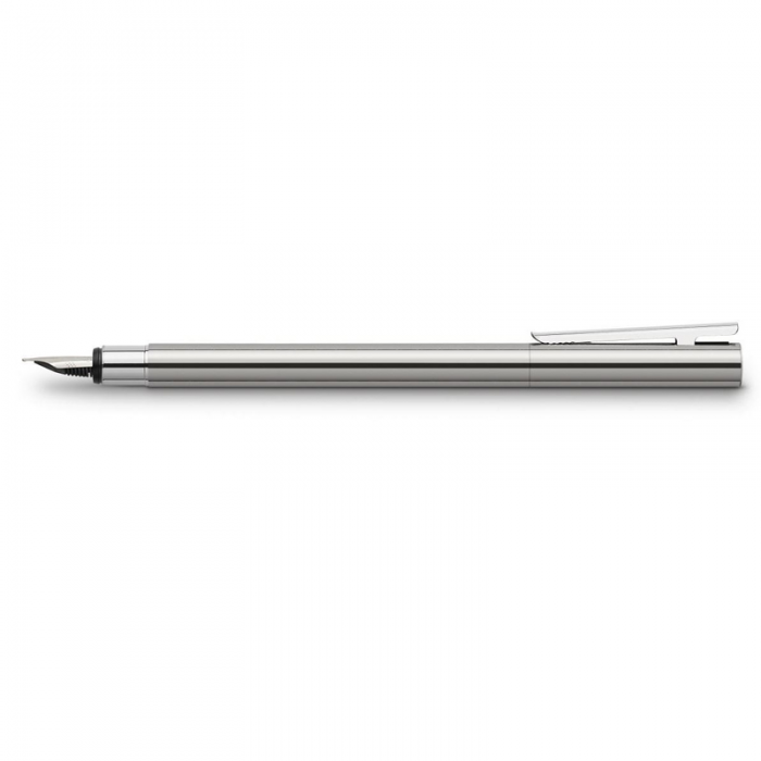 Neo Slim Stainless Steel fountain pen, F, silver shiny