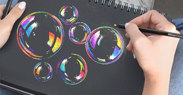 Cara menggambar bubble di atas kertas hitam