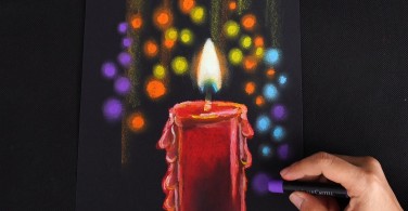 Cara Menggambar Lilin Dengan Black Edition Oil Pastel