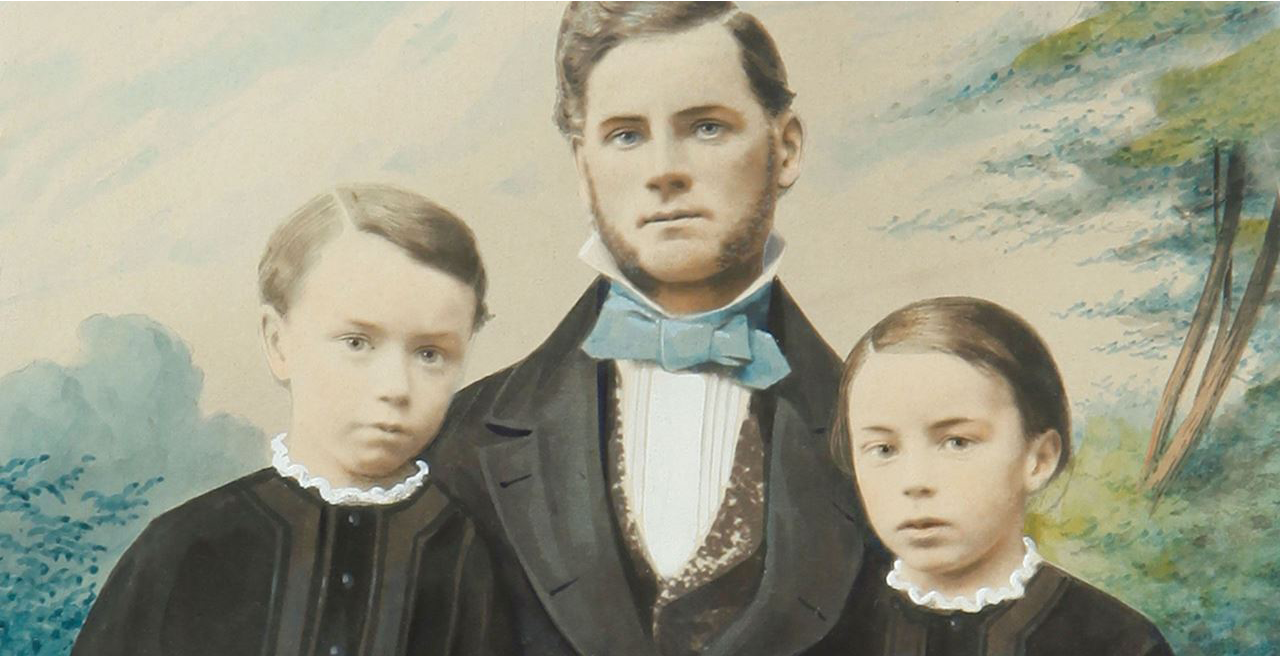 Johann Faber (1819-1901) bersama putra-putranya Carl dan Ernst